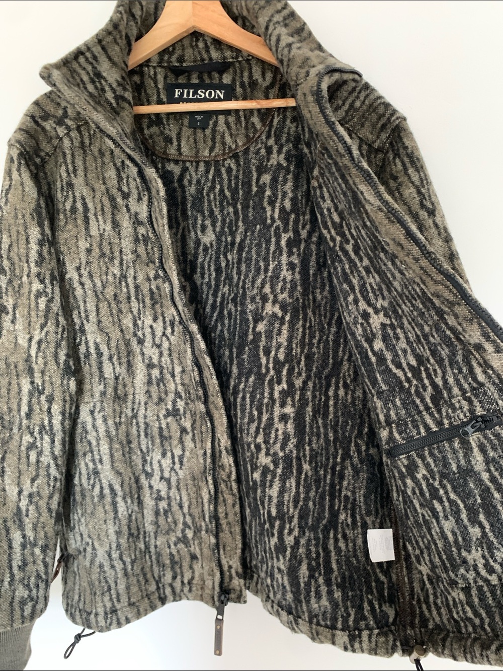 Limited Edition Filson Mossy Oak Milled Camo Wool Field Jacket - Green/Brown - Picture 4 of 12